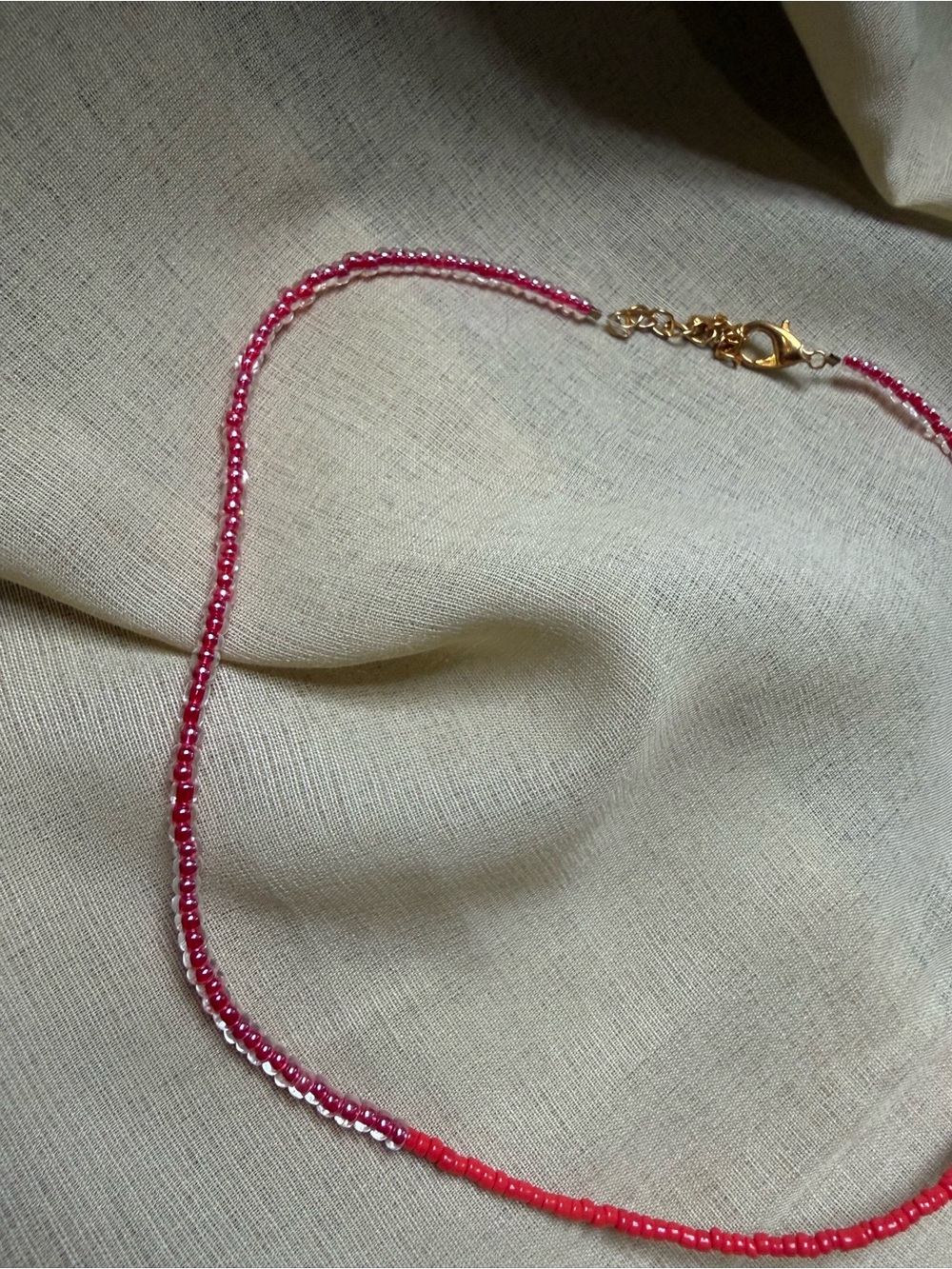 Pink Beaded Necklace with Gold Clasp - Picture 2 of 4
